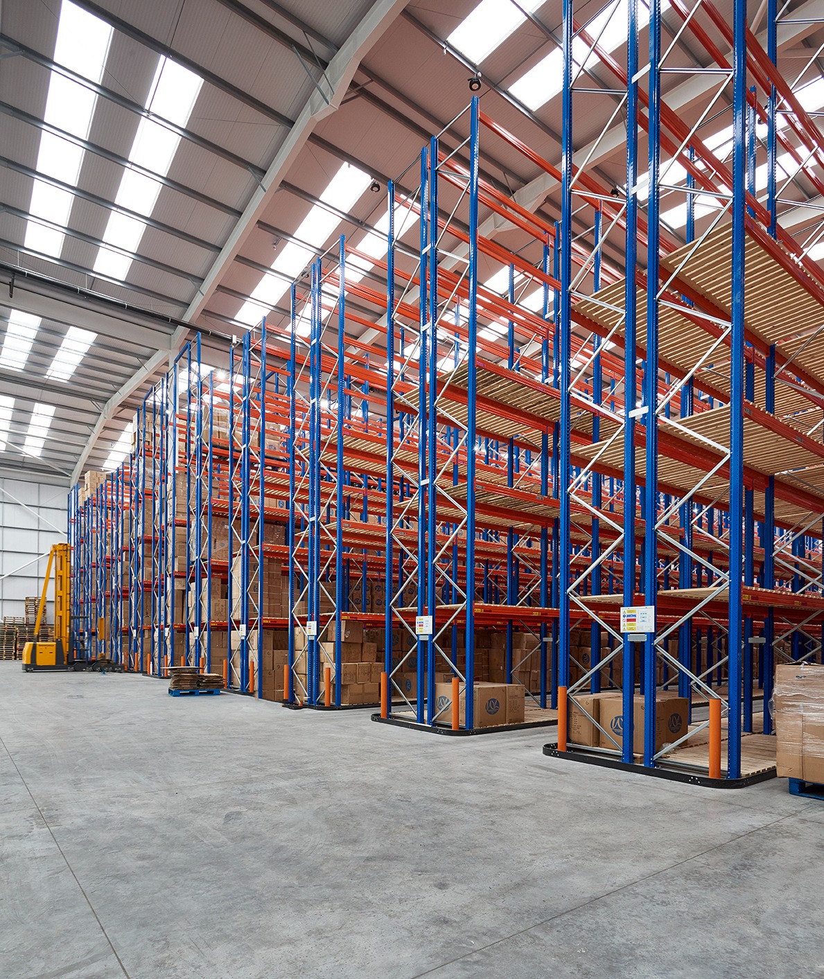 Flexible high-density racking layout within the completed warehouse